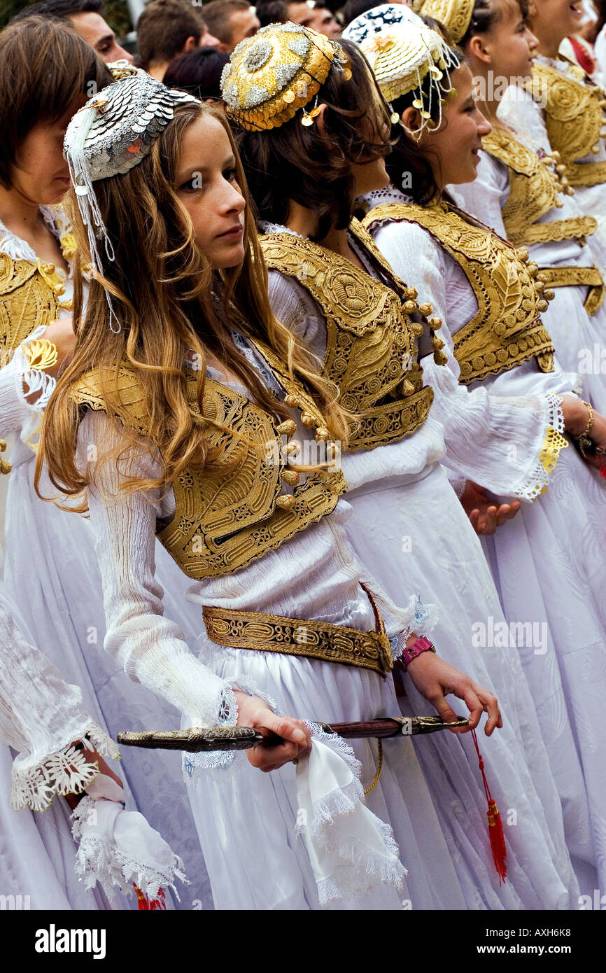 Turkish girls in traditional costumes in Mamusa Prizren Kosovo