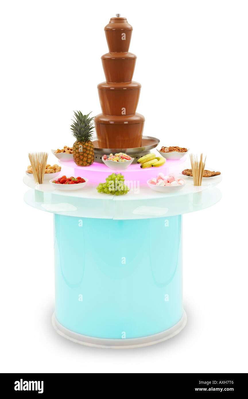 Four Tier Chocolate Fountain Party Stock Photo
