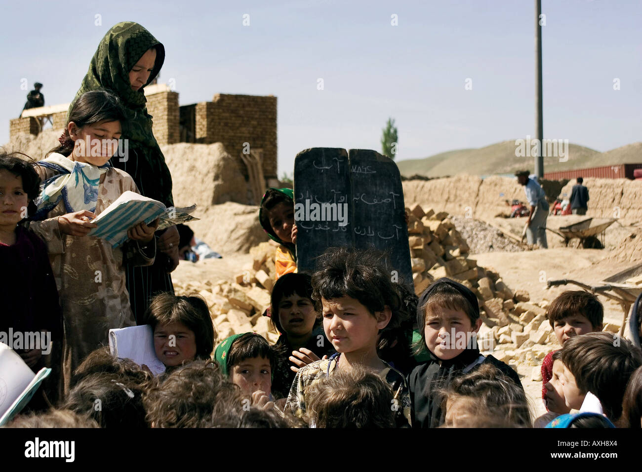 An open air school in Mezar-i Sharif, Afghanistan. Stock Photo