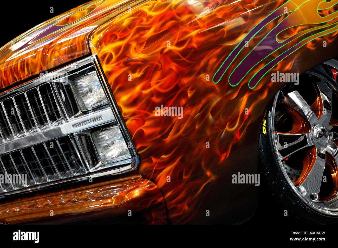 Hot Rod truck closeup of a fender Stock Photo
