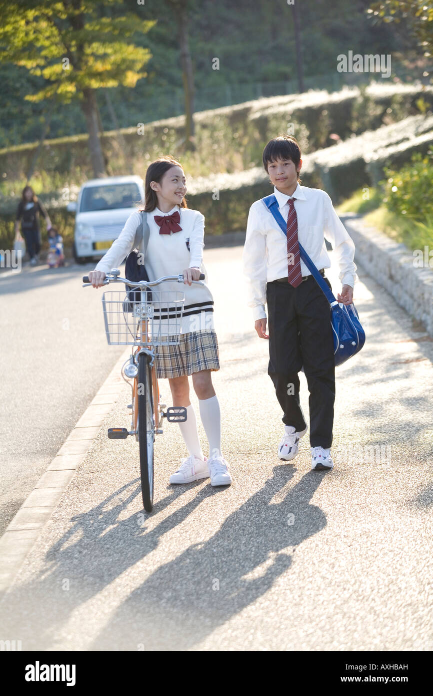 School children walking Stock Photo