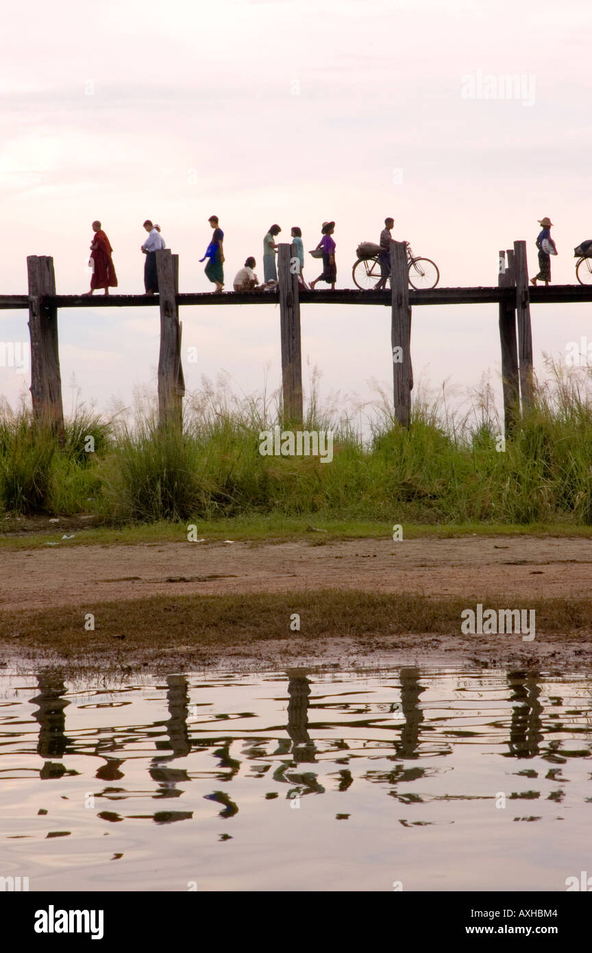 Stock Photo of the U Bein Bridge Across the Taungthaman Lake at ...
