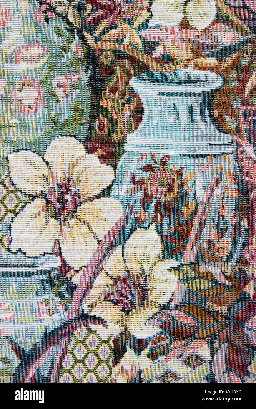 An piece of professional embroidery shows the great detail involved in this craft Stock Photo