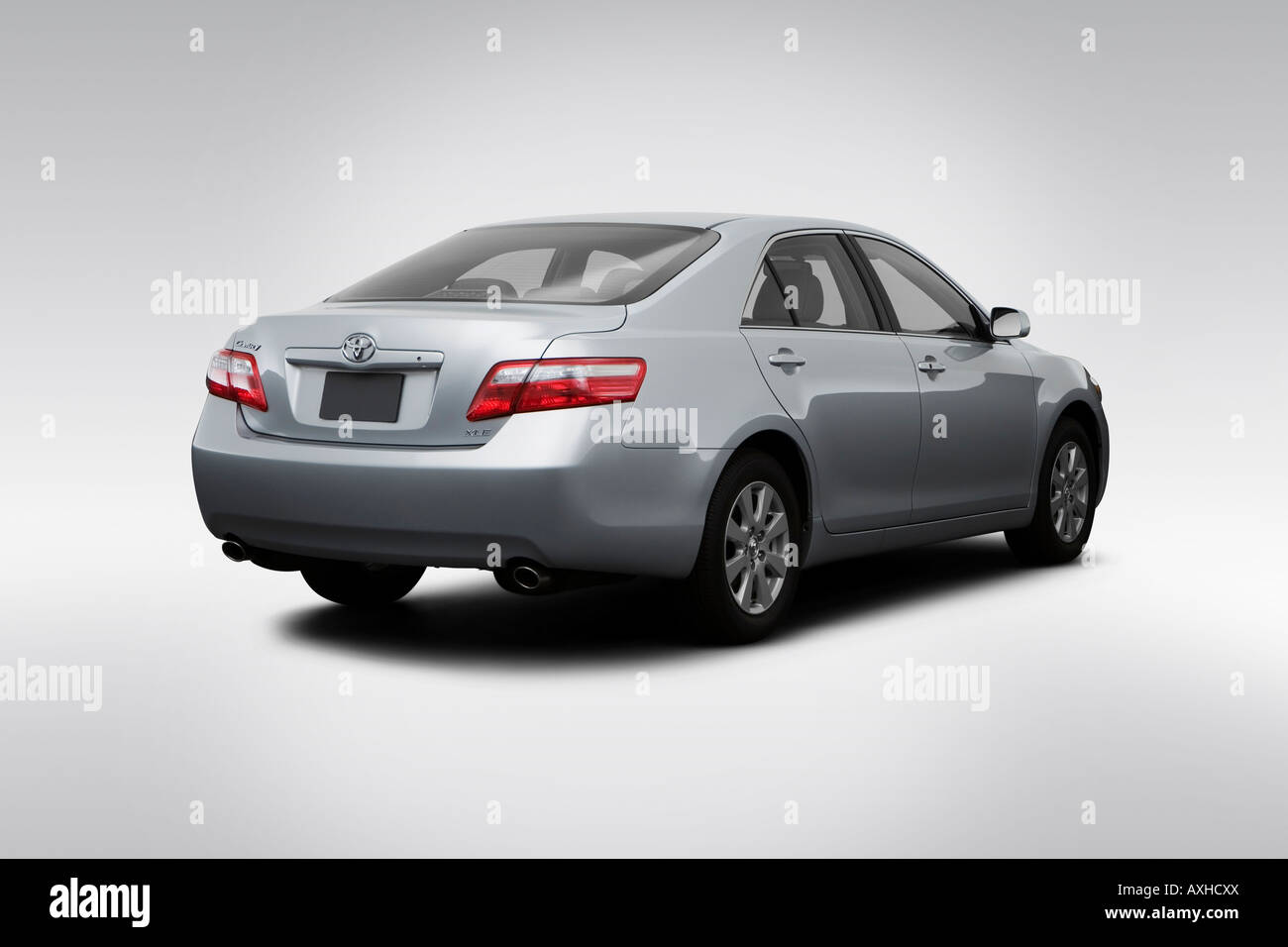 2008 Toyota Camry XLE in Gray - Rear angle view Stock Photo