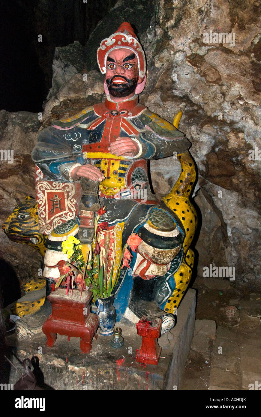 Hindu god guarding the entrance to a cave in Thuy Son Mountain, Marble Mountains, Danang, Vietnam Stock Photo
