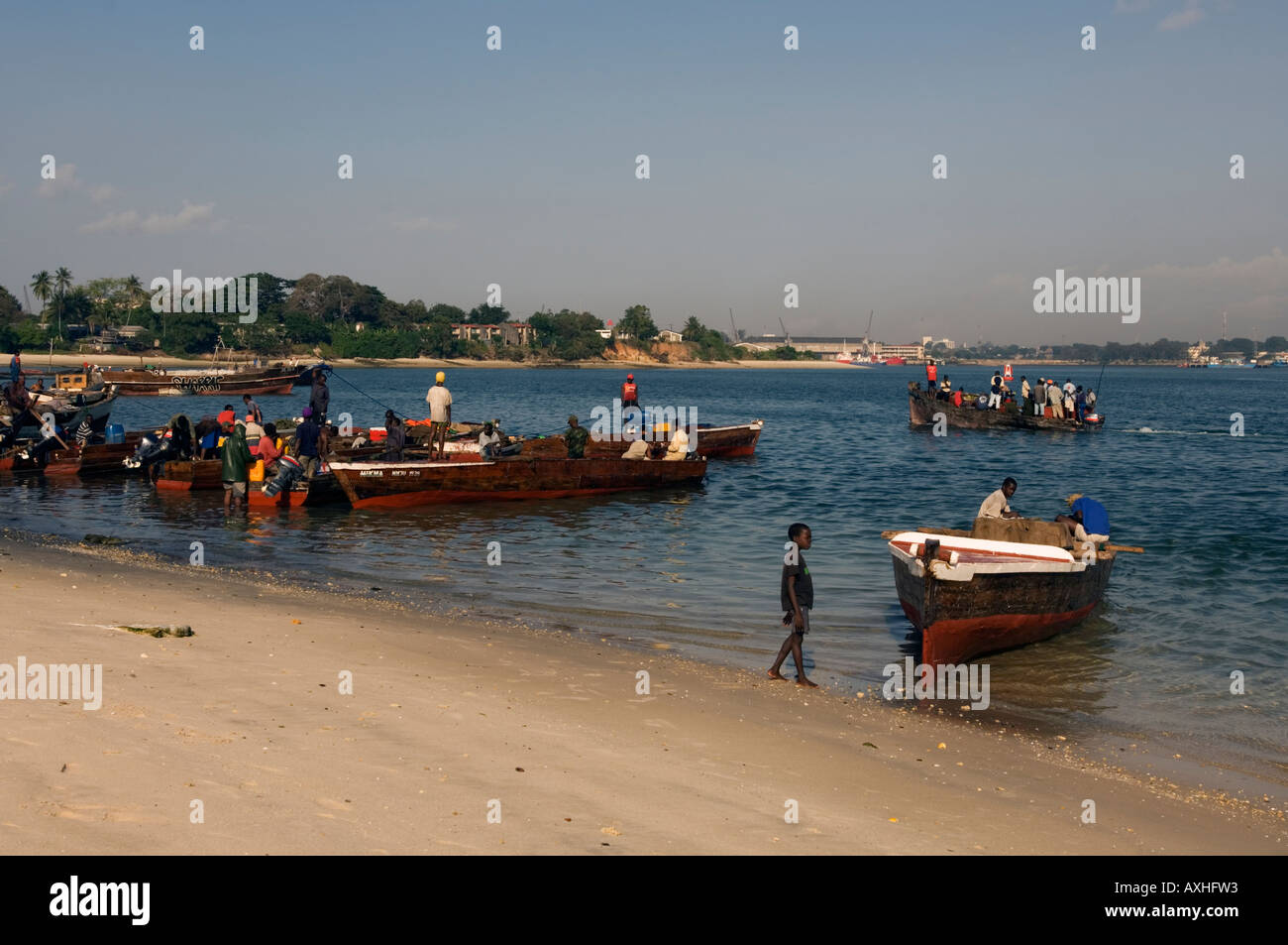 Tanzania Dar es Salaam fishing boats at Kigamboni peninsula south of