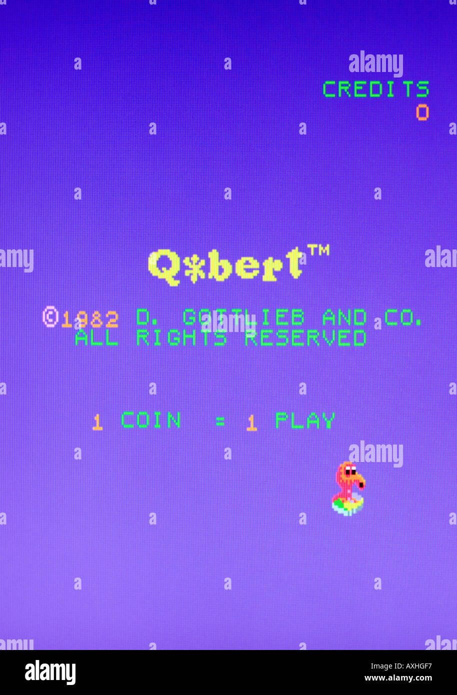 Q bert Qbert D Gottlieb Co 1982 Vintage arcade videogame screen shot - EDITORIAL USE ONLY Stock Photo