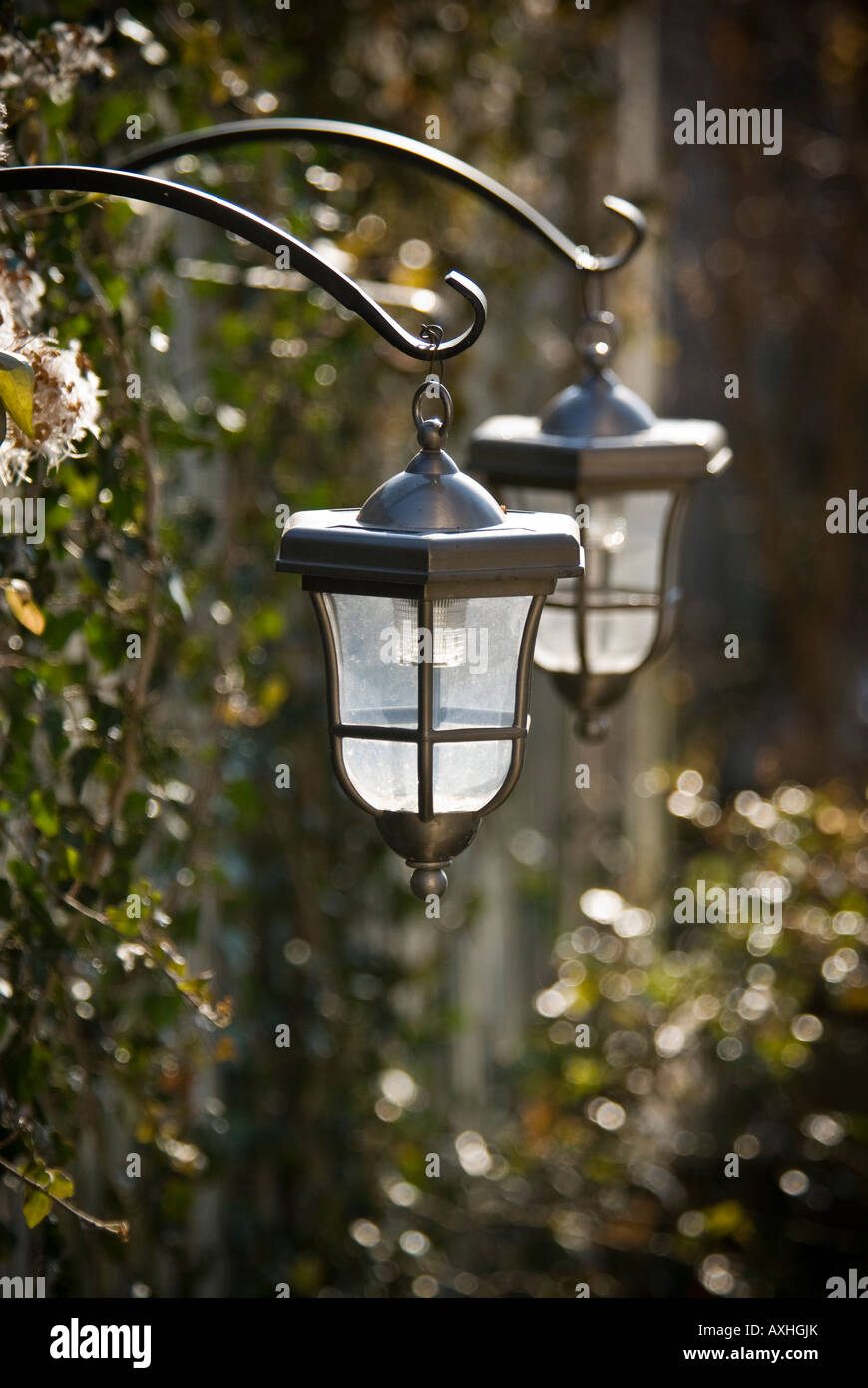 Lights on a fence Stock Photo - Alamy