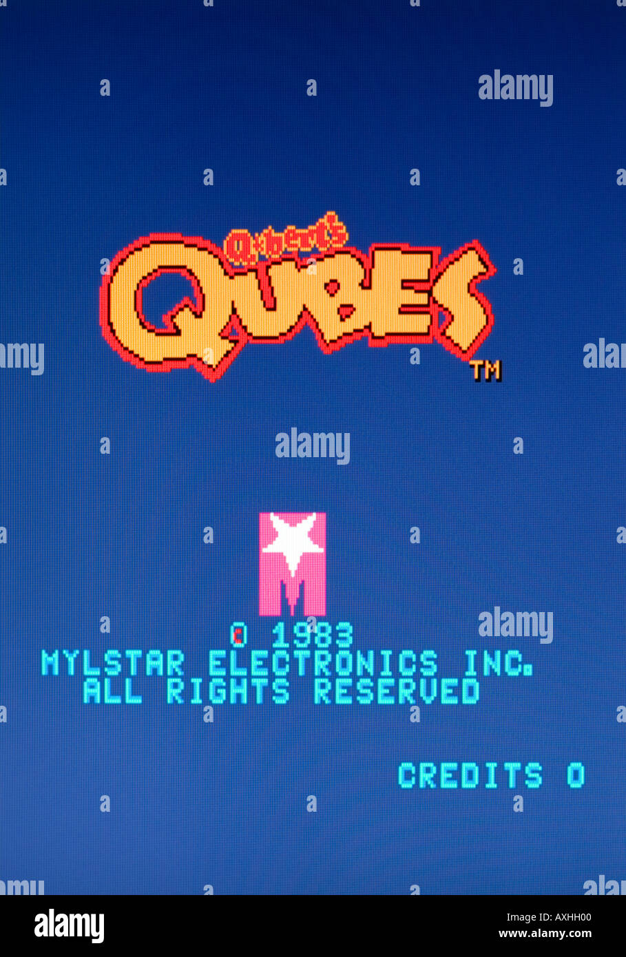 Q bert s Qubes Qbert Cubes Mylstar Electronics Inc 1983 Vintage arcade videogame screen shot - EDITORIAL USE ONLY Stock Photo