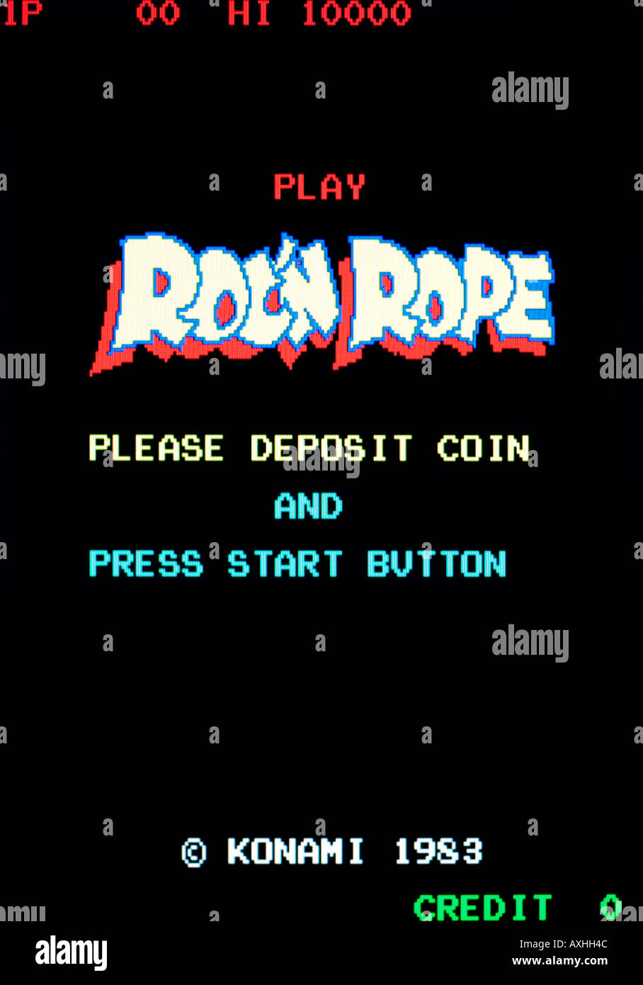 Roc n Rope Konami 1983 Vintage arcade videogame screen shot - EDITORIAL USE ONLY Stock Photo
