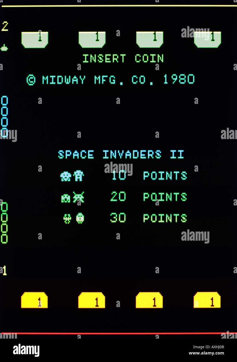 Space Invaders II 2 Midway Mfg Co 1980 Vintage arcade videogame screen shot - EDITORIAL USE ONLY Stock Photo