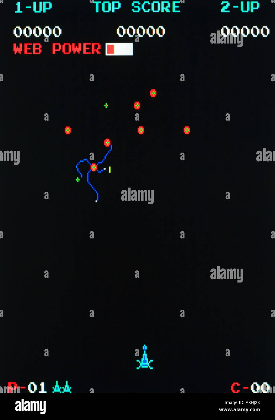 Spiders Sigman Ent Inc 1981 Vintage arcade videogame screen shot - EDITORIAL USE ONLY Stock Photo