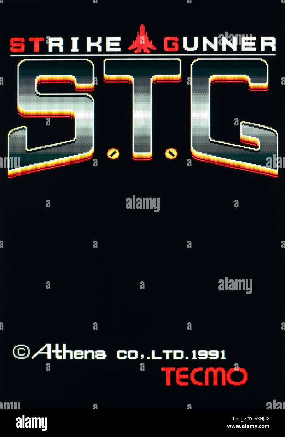 Strike Gunner S T G STG Athena Co Ltd Tecmo 1991 Vintage arcade videogame screen shot - EDITORIAL USE ONLY Stock Photo