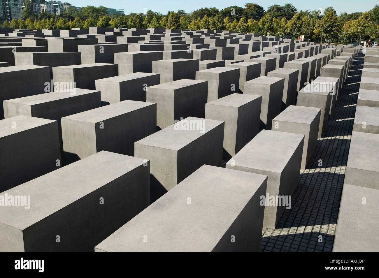 Jewish Holocaust monument in Berlin Germany Europe architecture stone grey modern cubicle symbol pattern war cube geometric Stock Photo