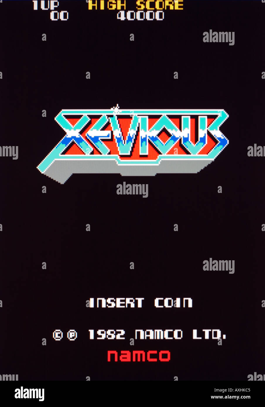 Xevious Namco 1982 Vintage arcade videogame screen shot - EDITORIAL USE ONLY Stock Photo