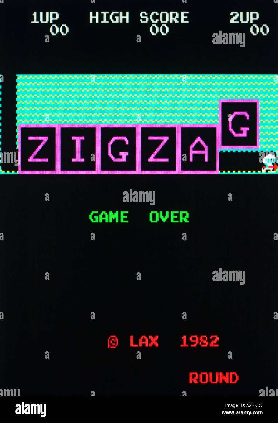 Zig Zag Lax 1982 Vintage arcade videogame screen shot - FOR EDITORIAL USE ONLY Stock Photo