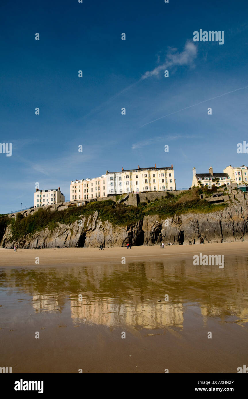 Hotels on the clifftop overlooking South Beach Tenby Pembrokeshire
