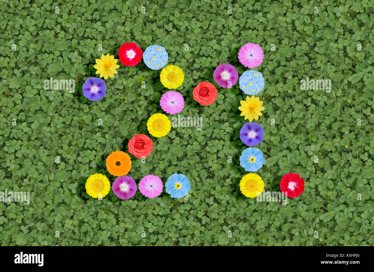 number 21 written with flowers 21st Stock Photo