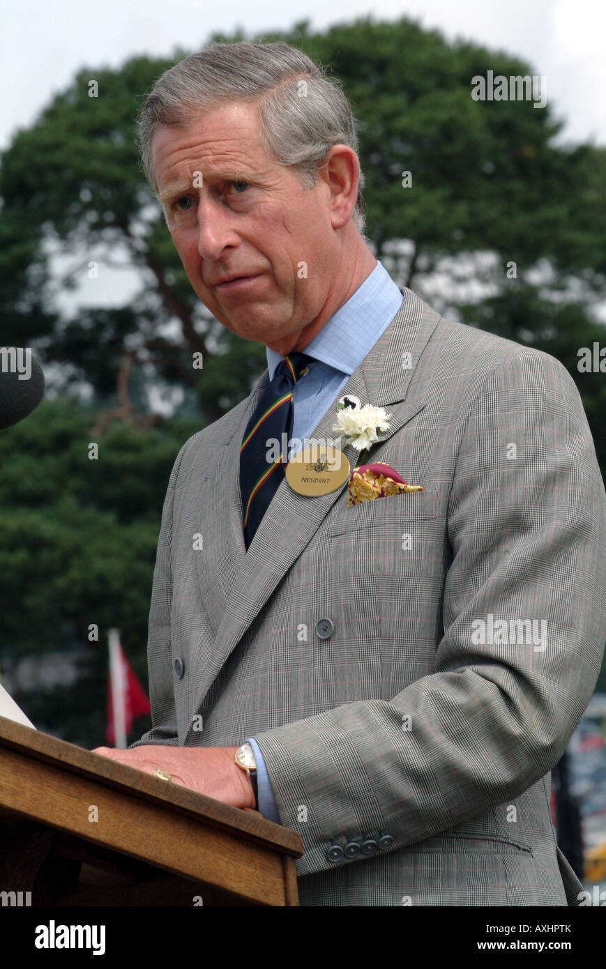 Portrait shot of HRH Charles Prince of Wales giving speech Stock Photo