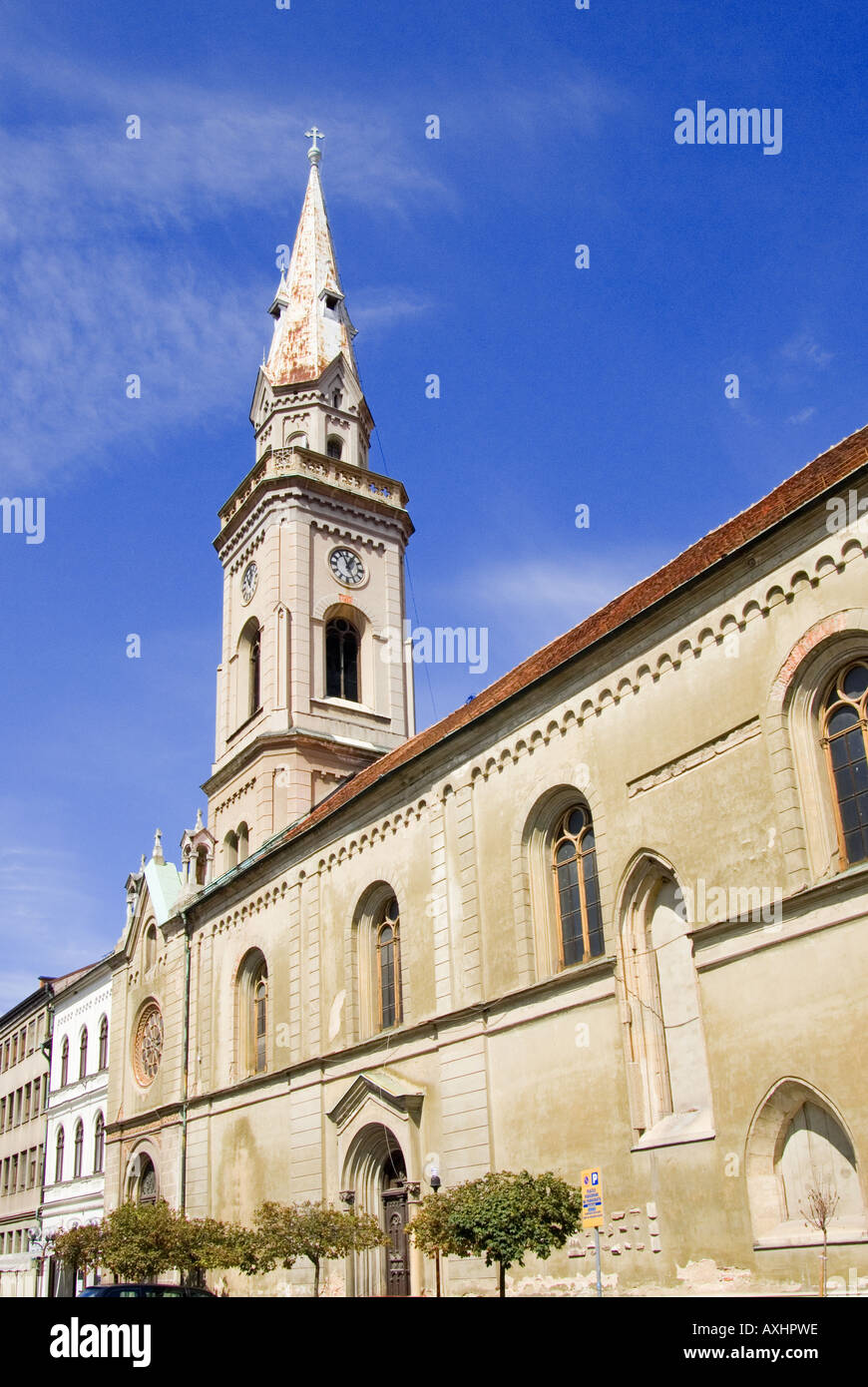 Celje, Stajerska, Slovenia. Minorite Church of St Mary on Presernova Ulica (street) Stock Photo