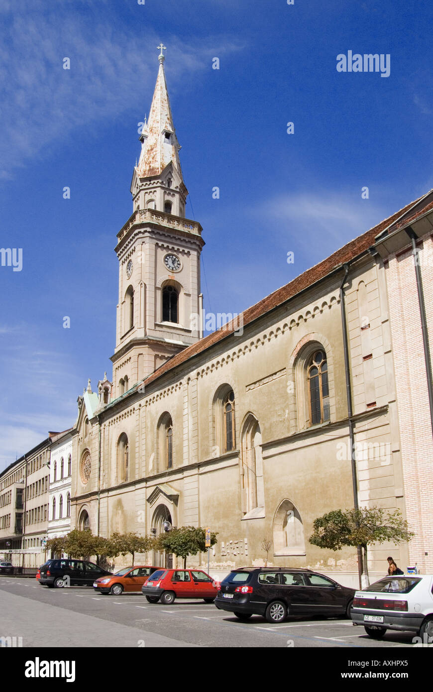 Celje, Stajerska, Slovenia. Minorite Church of St Mary on Presernova Ulica (street) Stock Photo