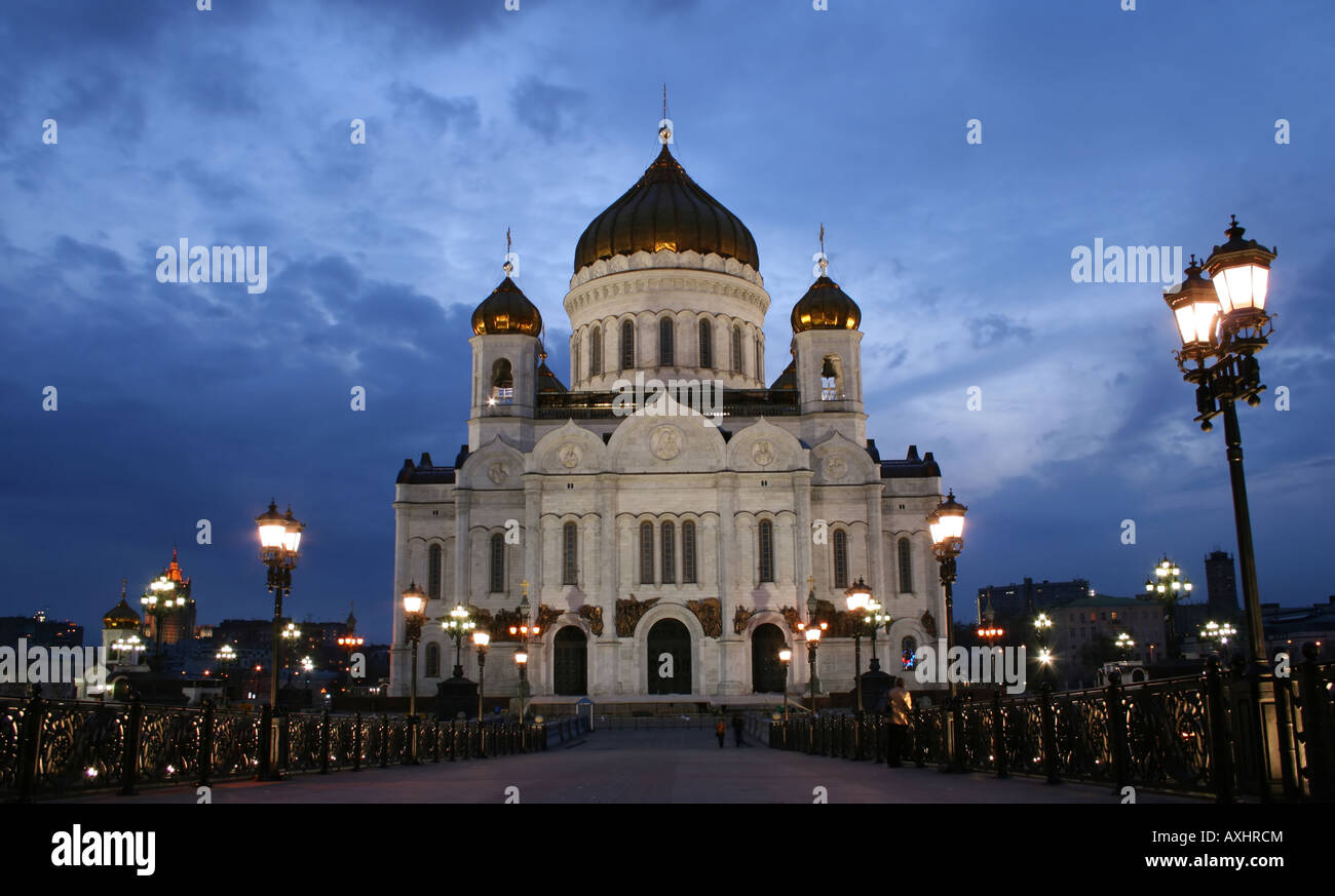 The Cathedral of Christ the Savior at evening (Moscow, Russia). Stock Photo
