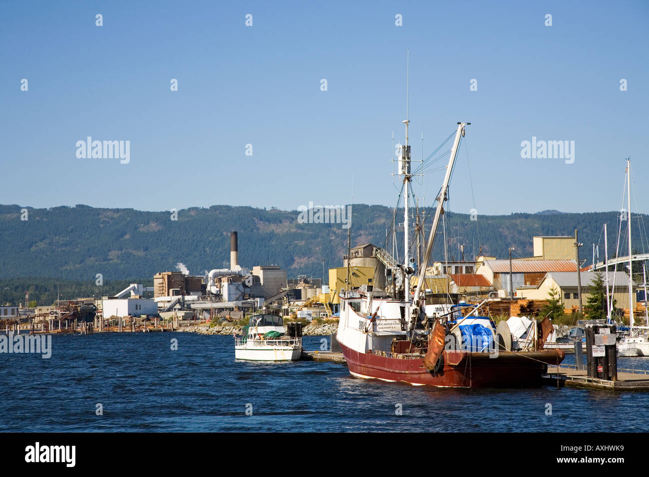 Fishing boat in harbour Port Alberni Vancouver island Canada Stock