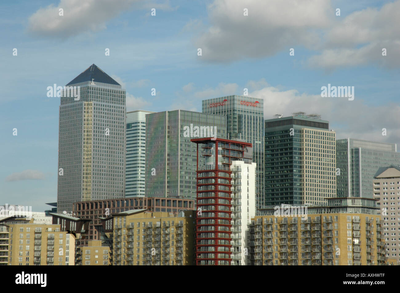 Canary Wharf office skyscrapers and penthouses Docklands London England ...