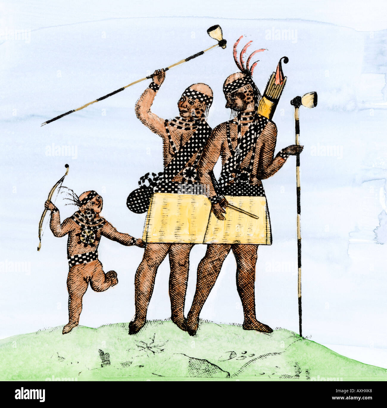 Delaware Native Lanai Lanape also known as Delaware Indians family wearing black and ...