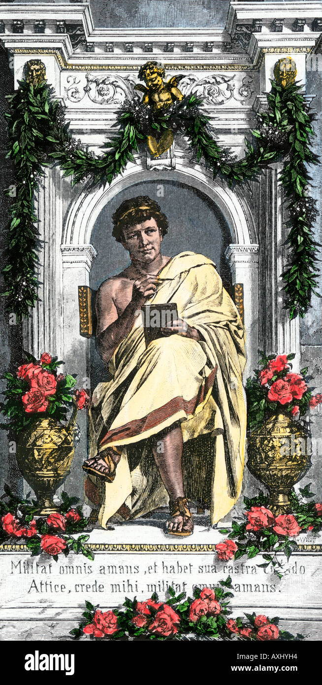 Ovid the Roman poet. Hand-colored woodcut Stock Photo