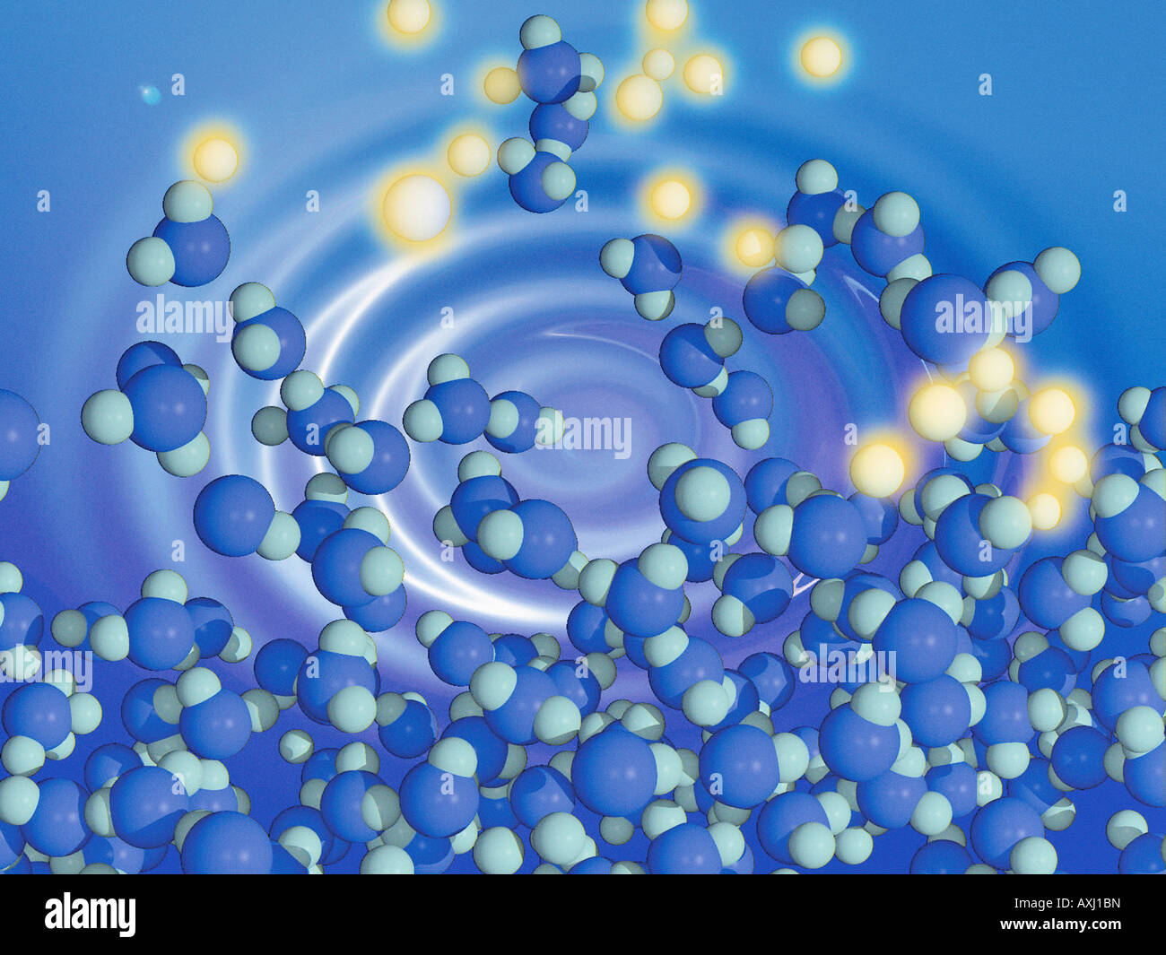molecules of water H2O Stock Photo