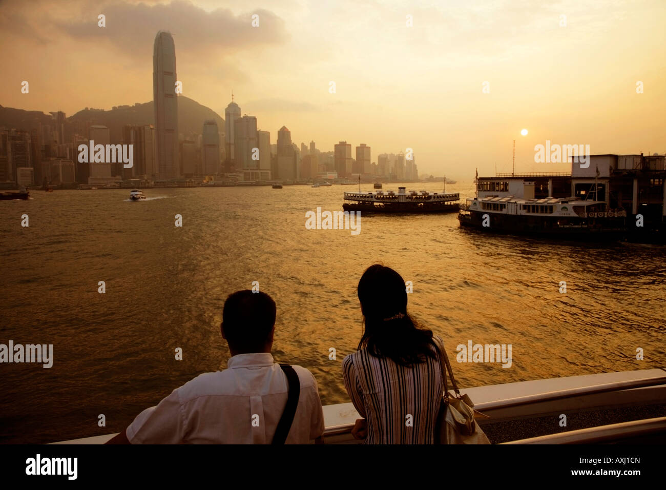 Hong Kong Harbour Sunset Stock Photo - Alamy