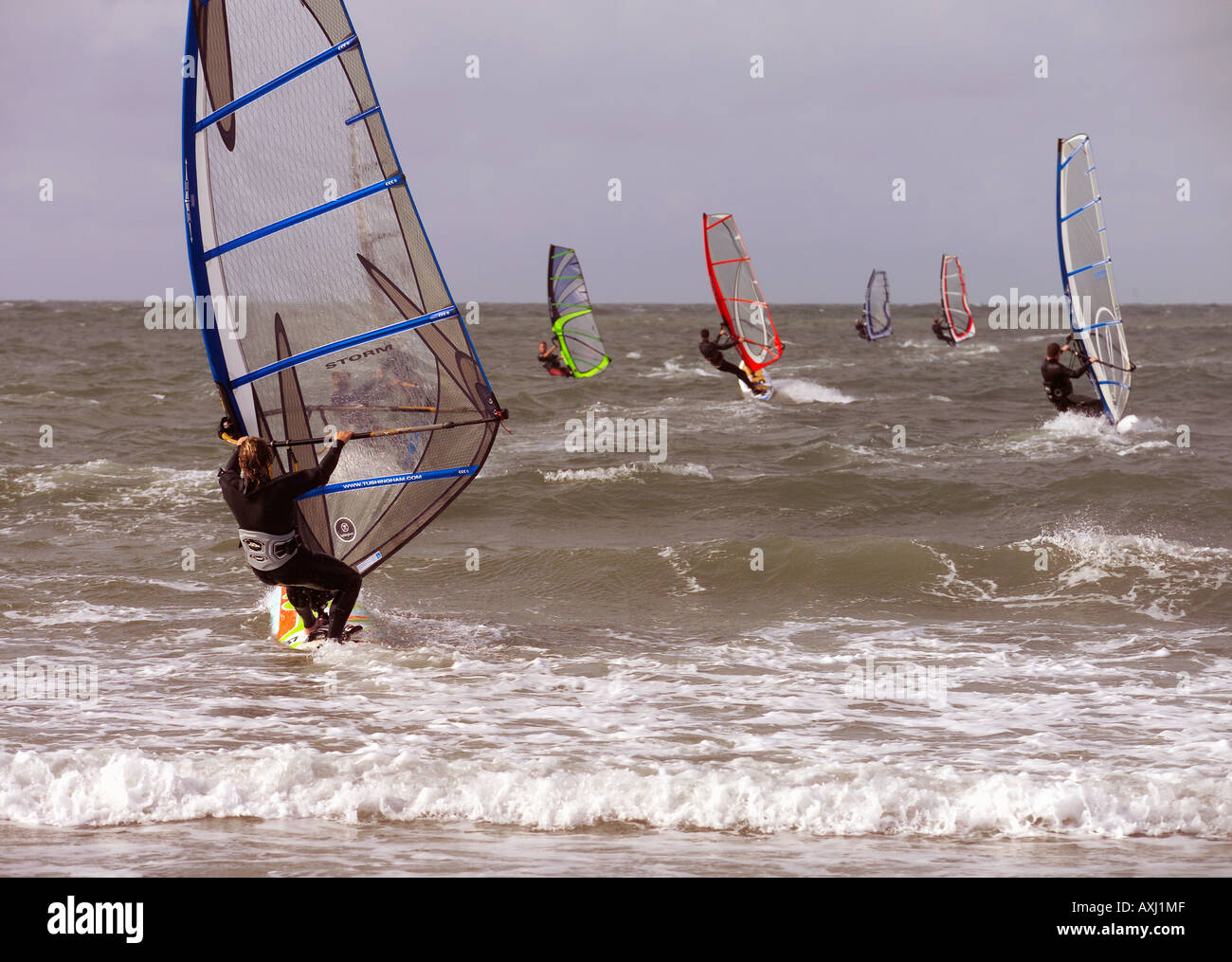 Windsurfing Anglesey North West Wales Stock Photo Alamy