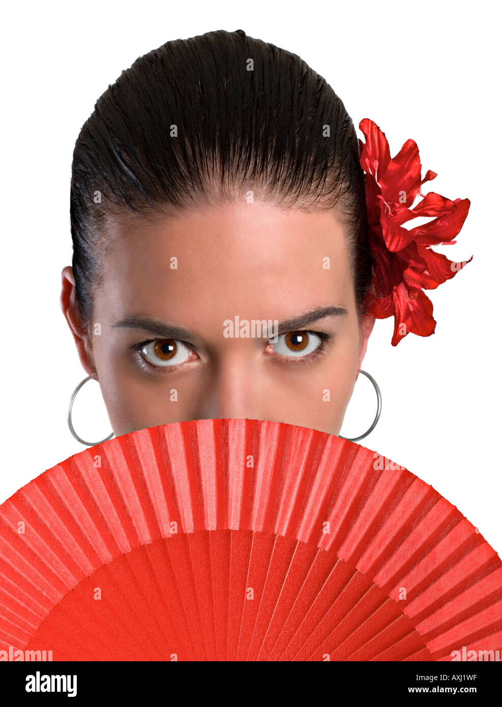 Young Spanish women with fan Stock Photo