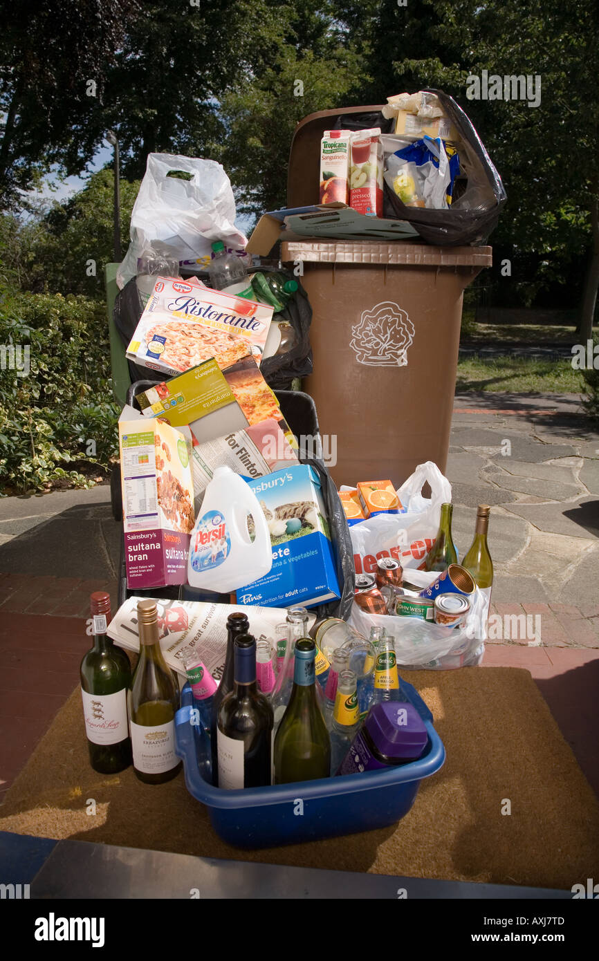 Packaging and paper collected for recycling by one household in one