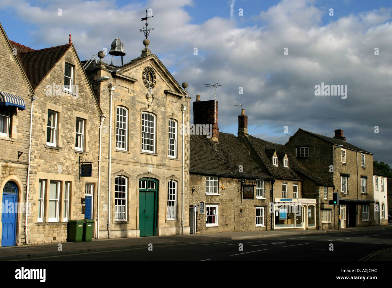 Picturesque old buildings in Witney, West Oxfordshire in the Cotswolds. Stock Photo