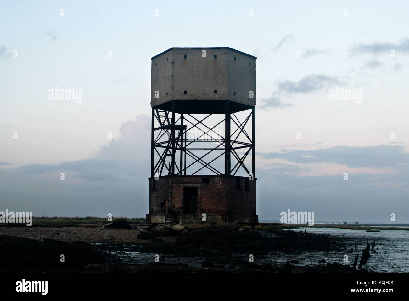 Early Radar Tower Situated On The North Thames Estuary Beach-line ...