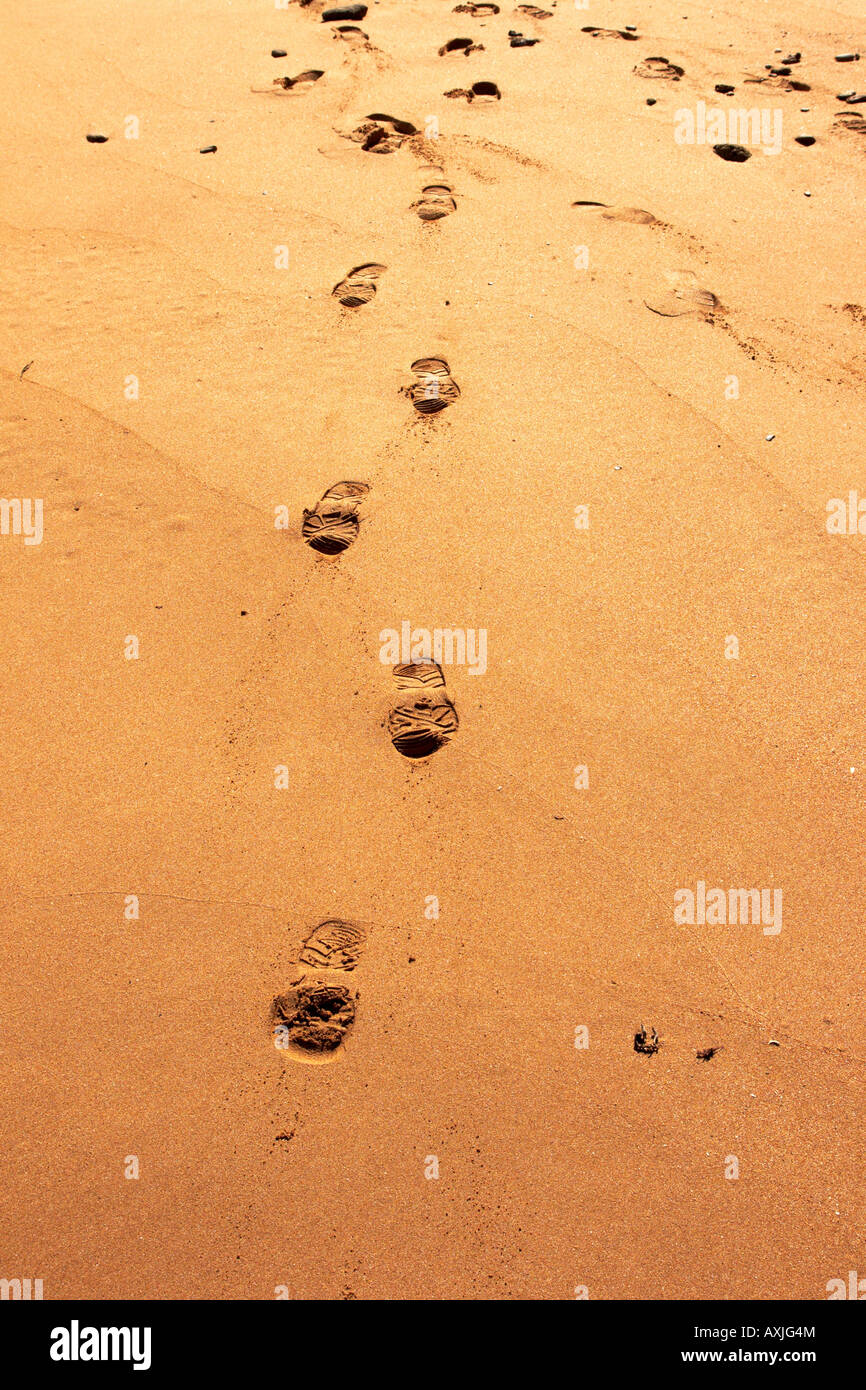 Footsteps in the sand. Stock Photo