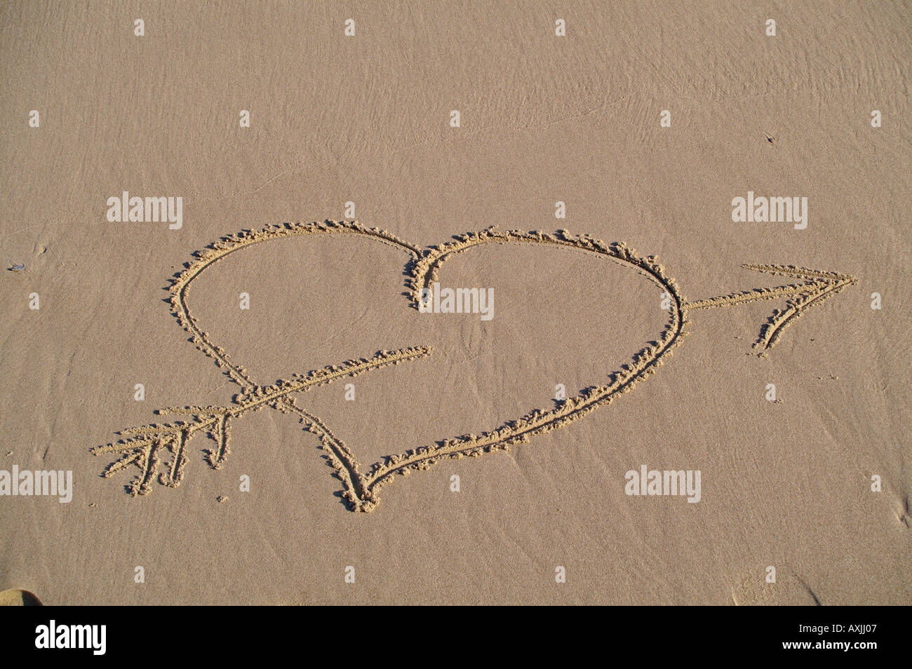 Heart Drawing In Sand Herz Im Sand Stock Photo Alamy