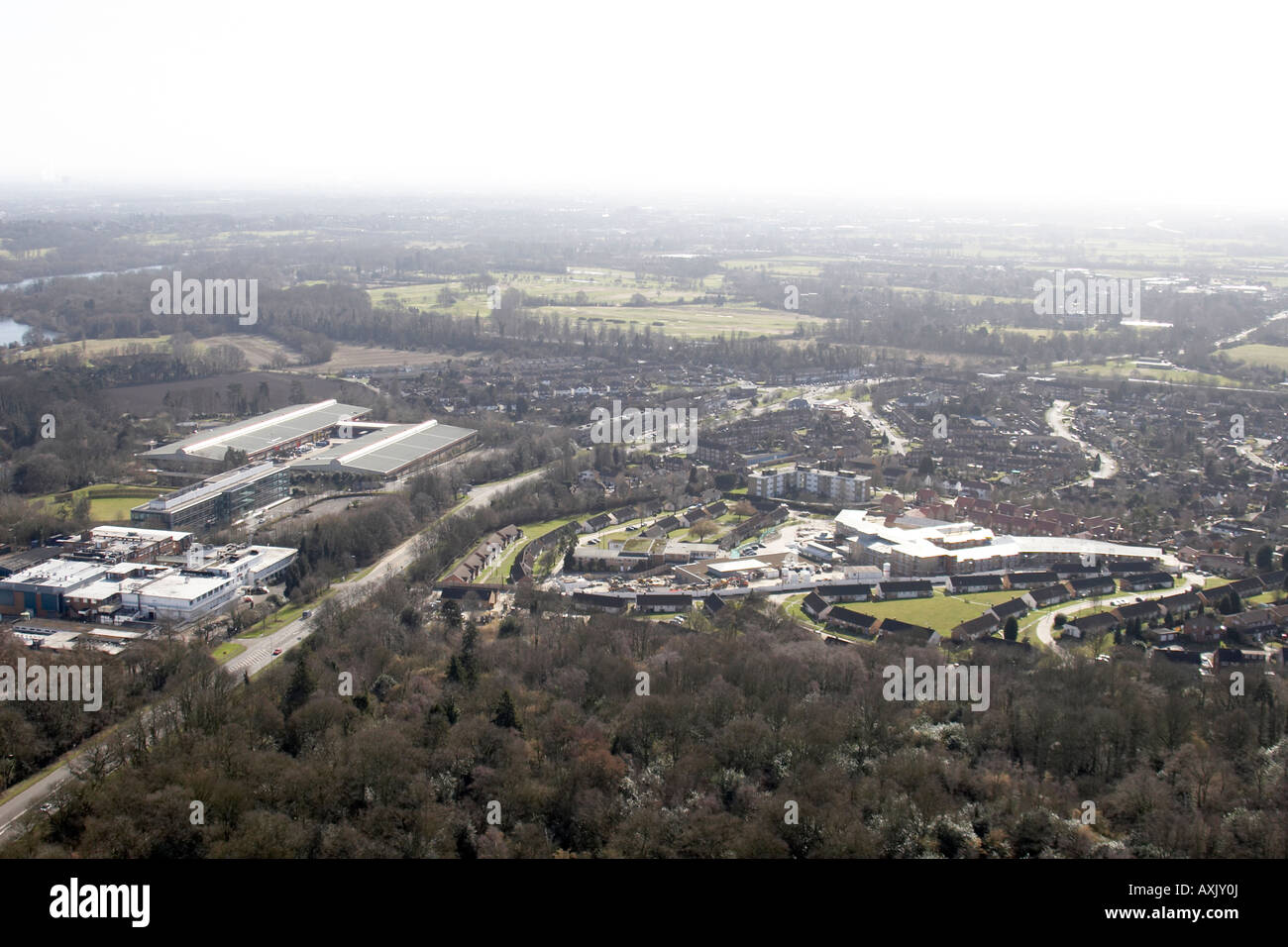 High level oblique aerial view south of Broadwater Park Industrial