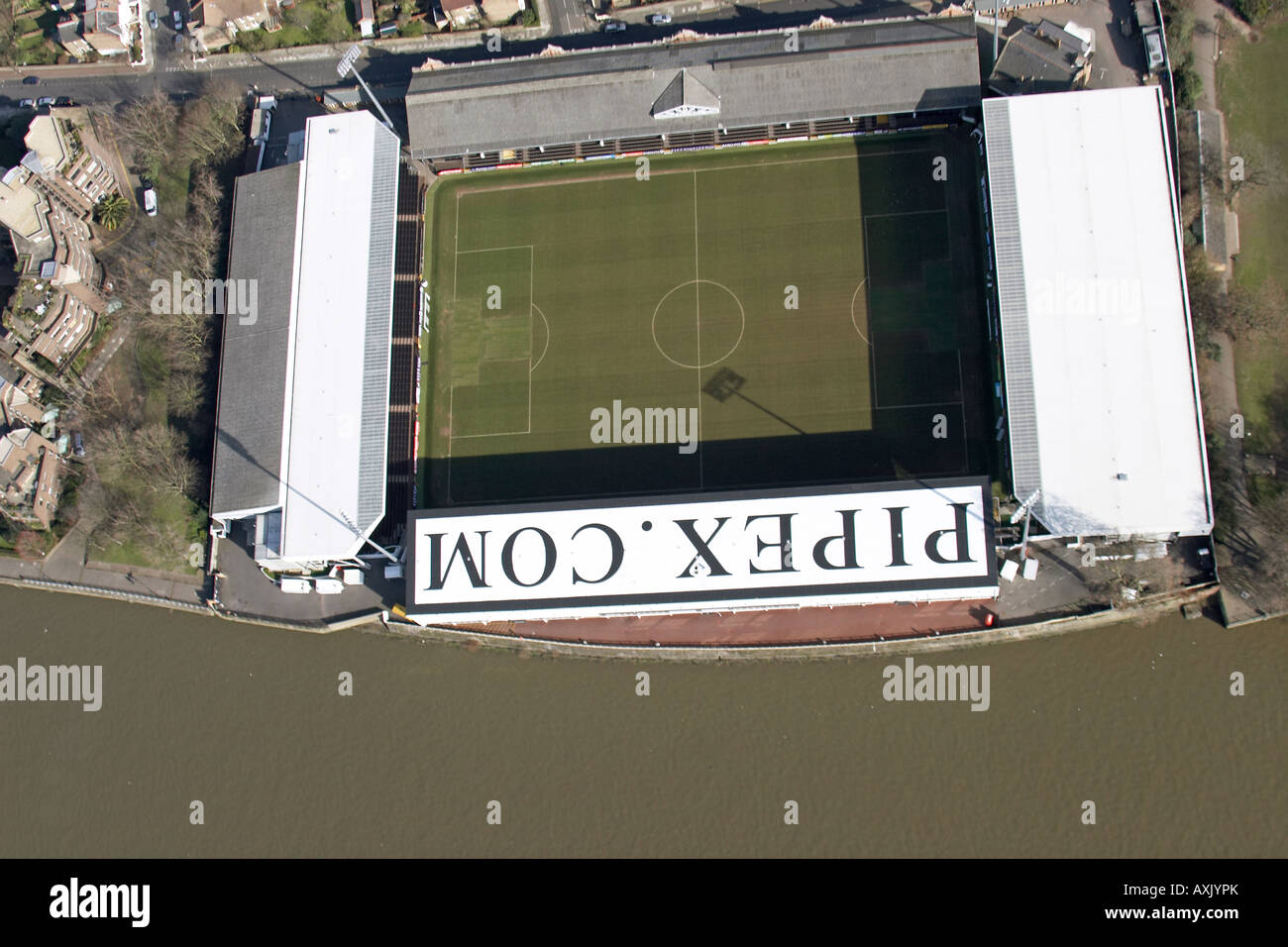 High level oblique aerial view north east of Fulham Football Ground Fulham London W6 England UK Feb 2006 Stock Photo