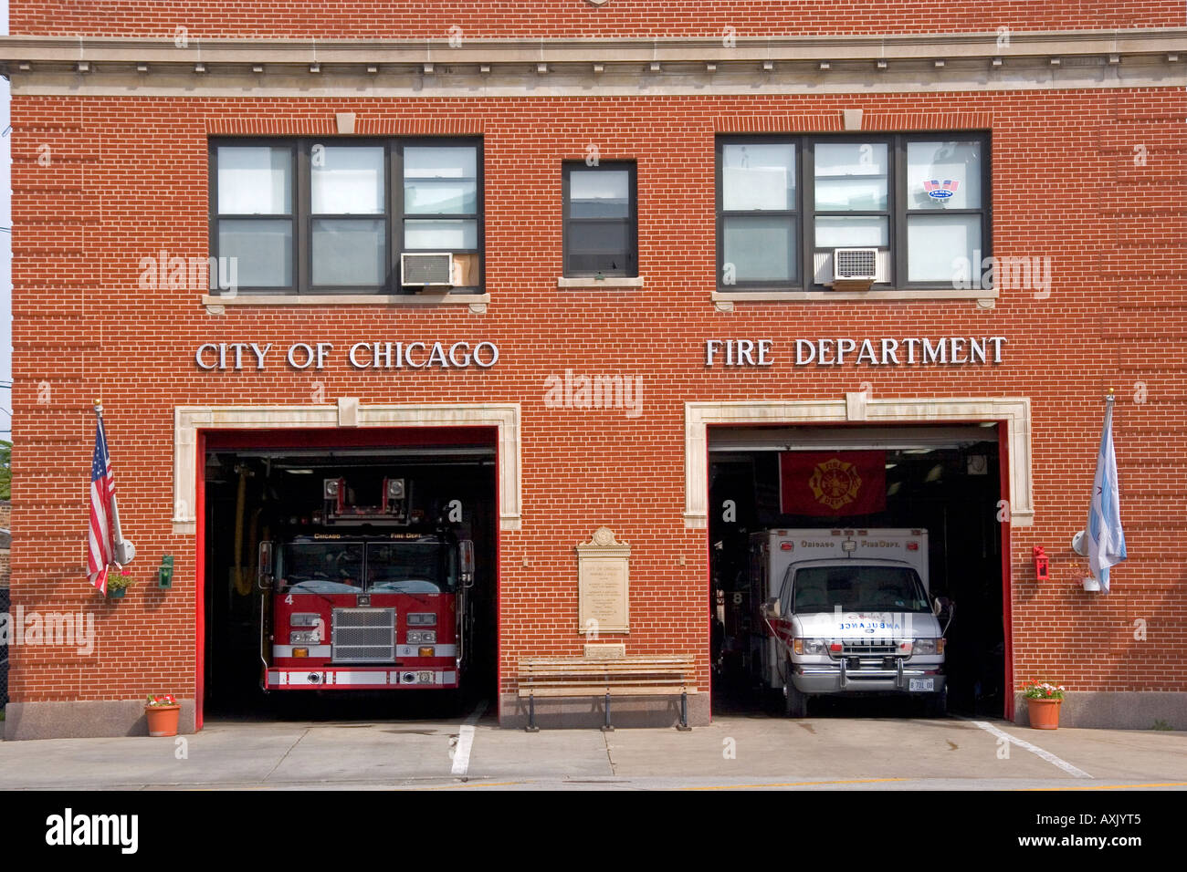 City of Chicago Fire Department station in Chinatown Illinois Stock