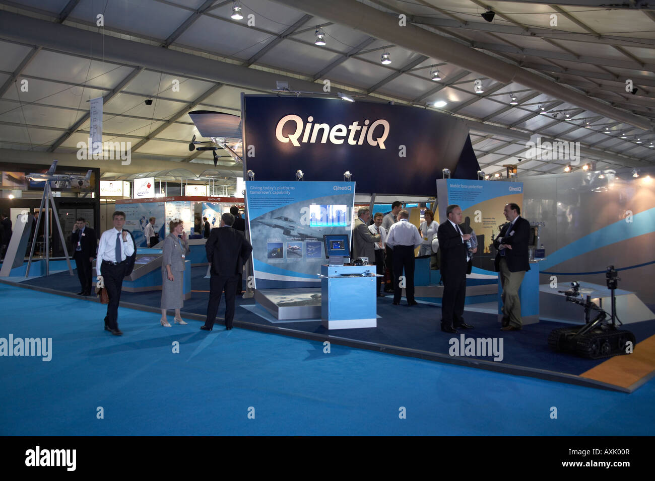 QinetiQ exhibition display trade stand at Farnborough International Airshow July 2006 Stock Photo