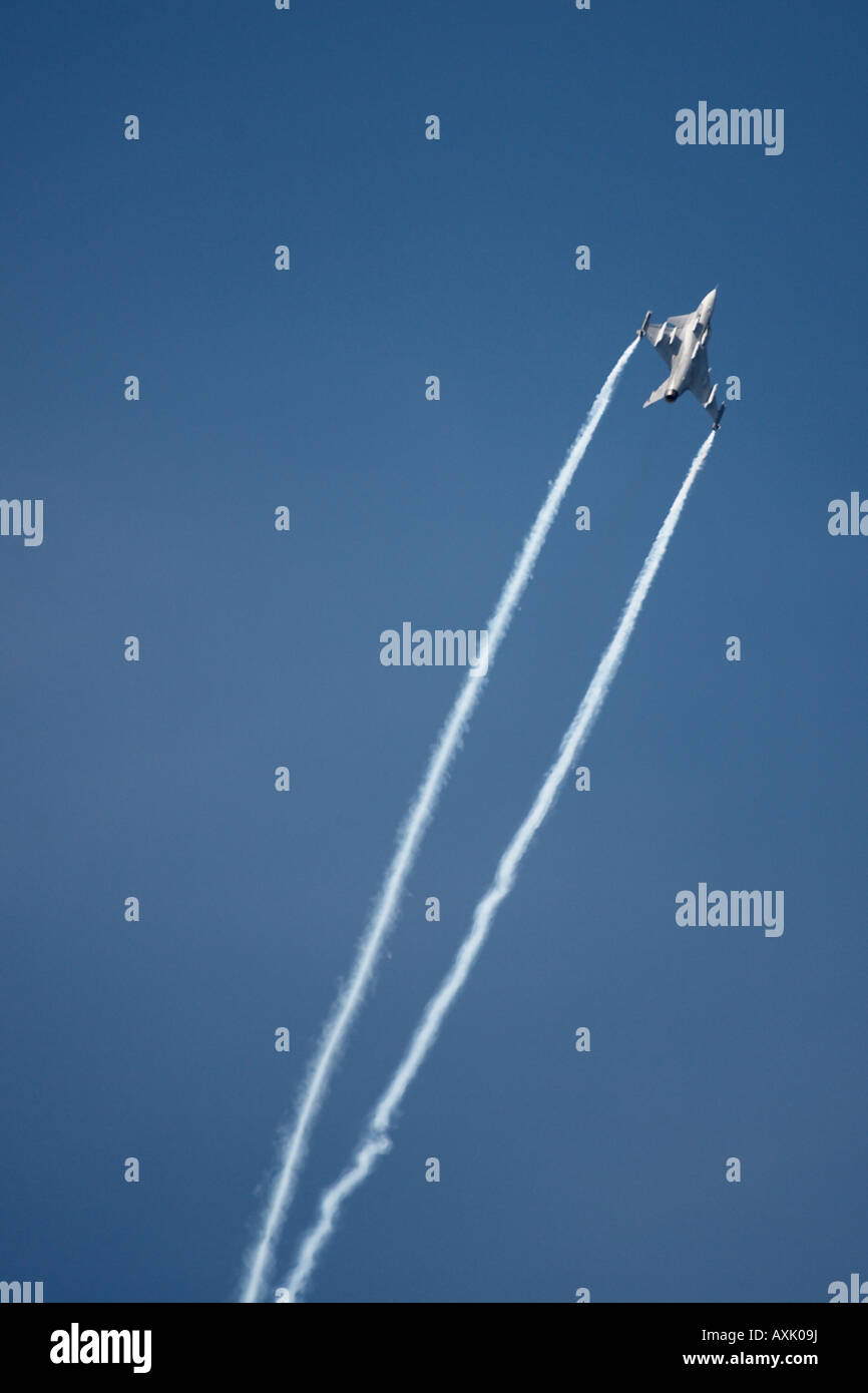 SAAB Gripen aircraft on flying display at Farnborough International Airshow July 2006 Stock Photo