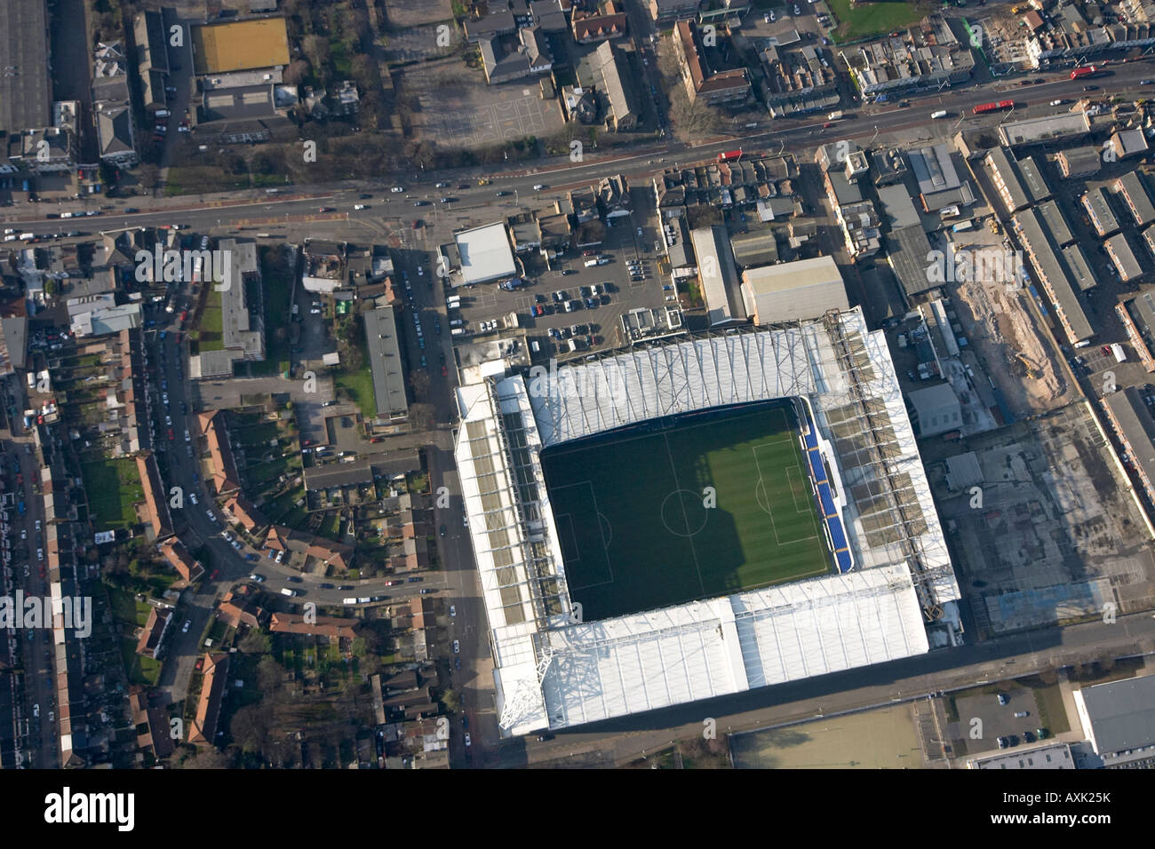 High level vertical aerial view of Tottenham Hotspur football club