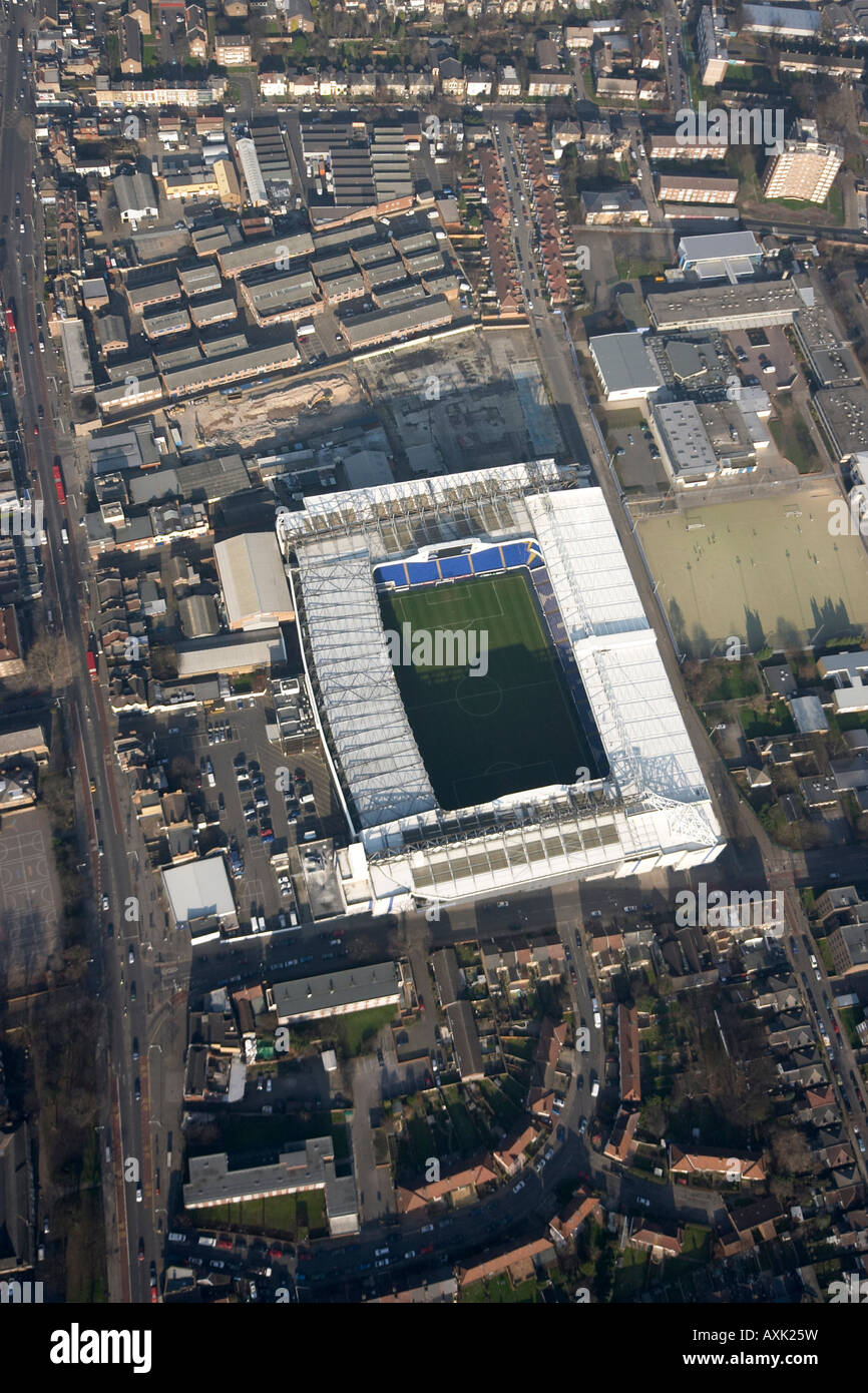 High level vertical aerial view overhead of Tottenham Hotspur football club White Hart Lane Stadium London N17 England UK Januar Stock Photo