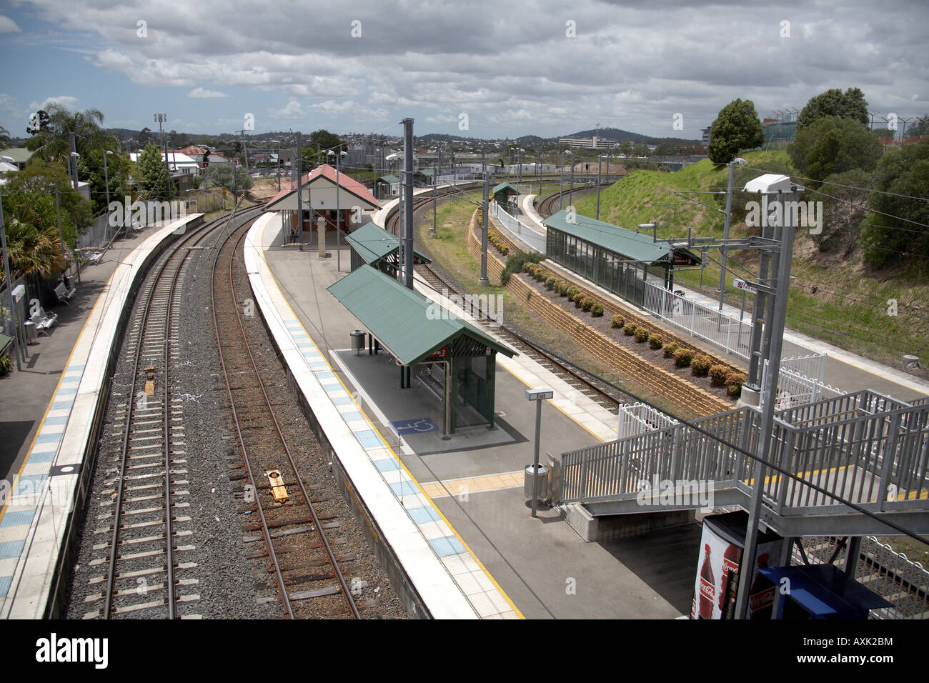 Suburban electric train at Park Road railway station in Brisbane Queensland QLD Australia Stock