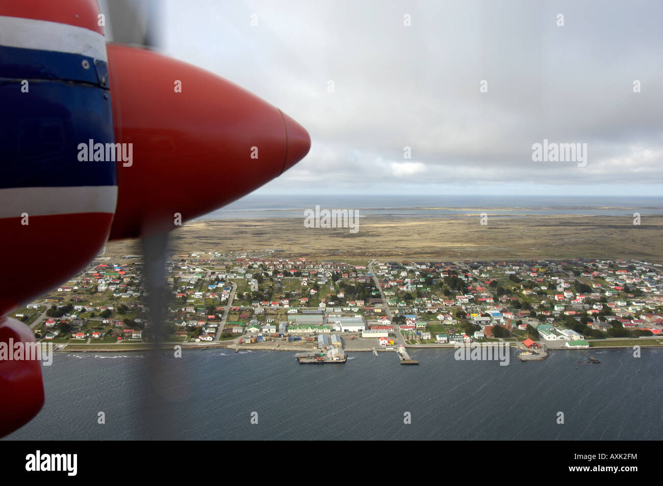 Stanley capital of the Falkland Islands aerial view Stock Photo