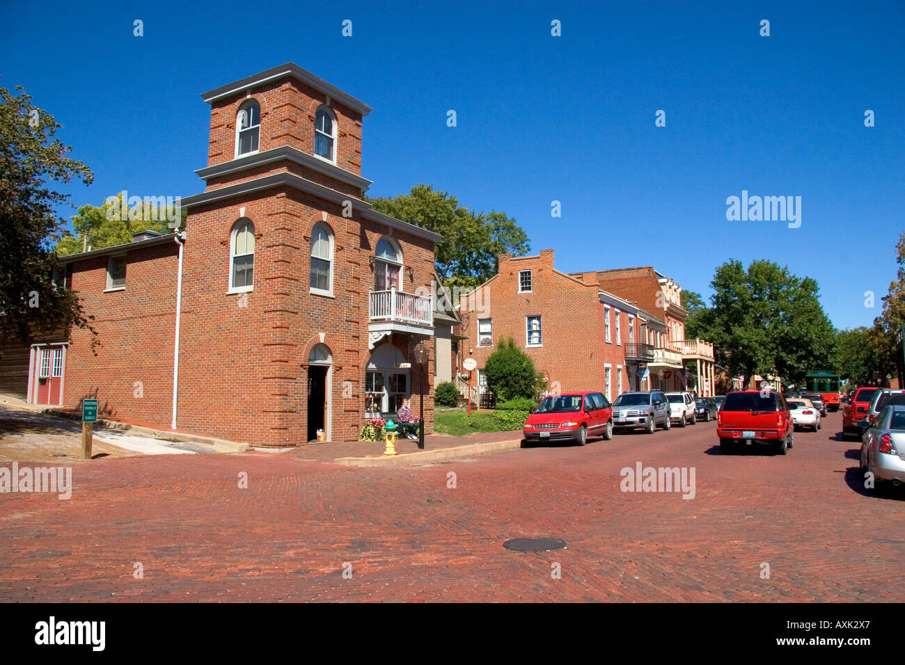 Brick buildings along Historic Main street in St Charles Missouri Stock Photo Alamy