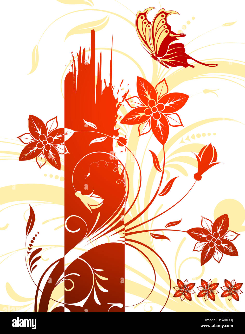 Flower background with butterfly Stock Photo - Alamy